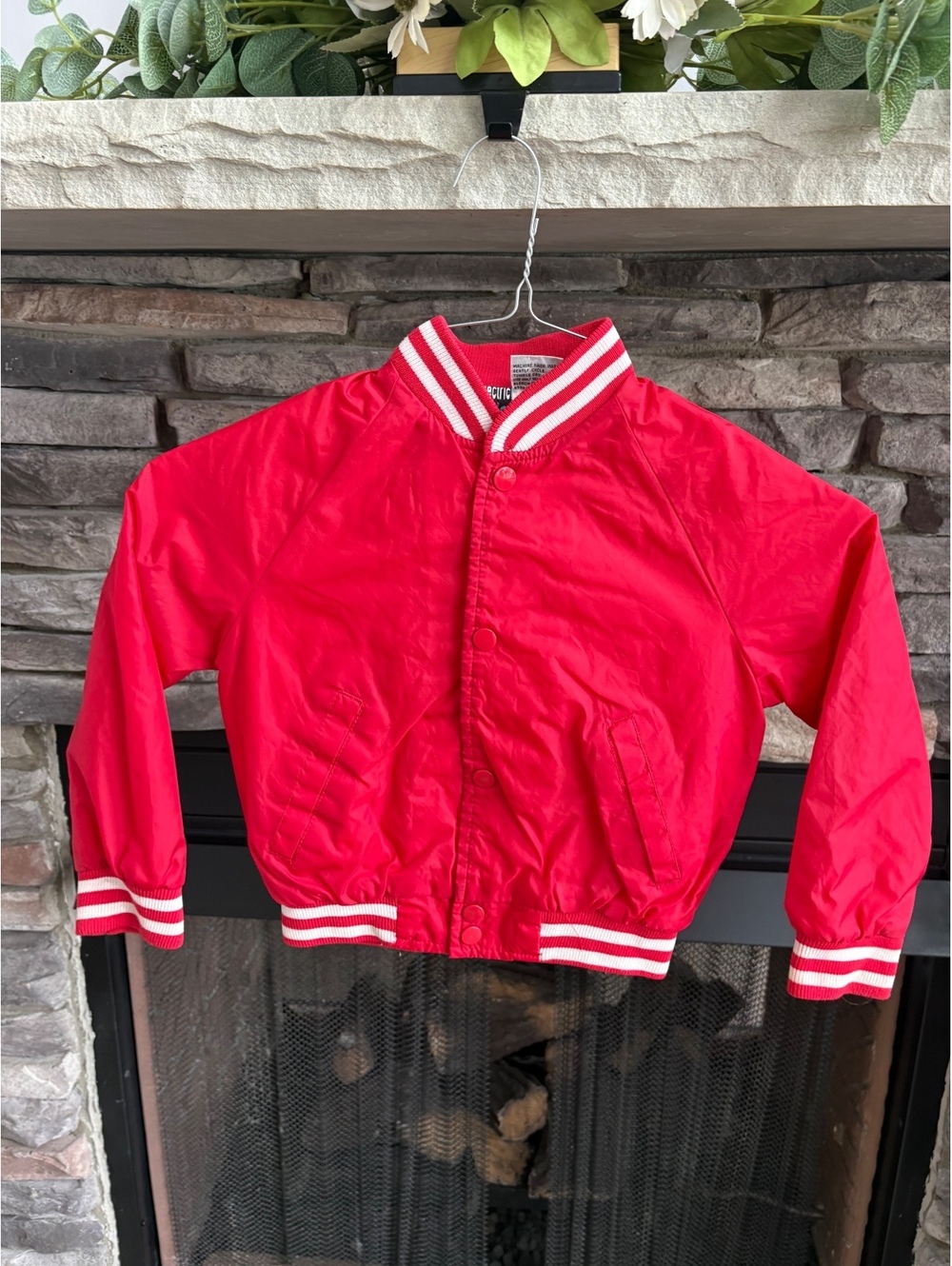 Vintage y2K Electric Kids Red Bomber Jacket Size 6 Boys Childrens Kids